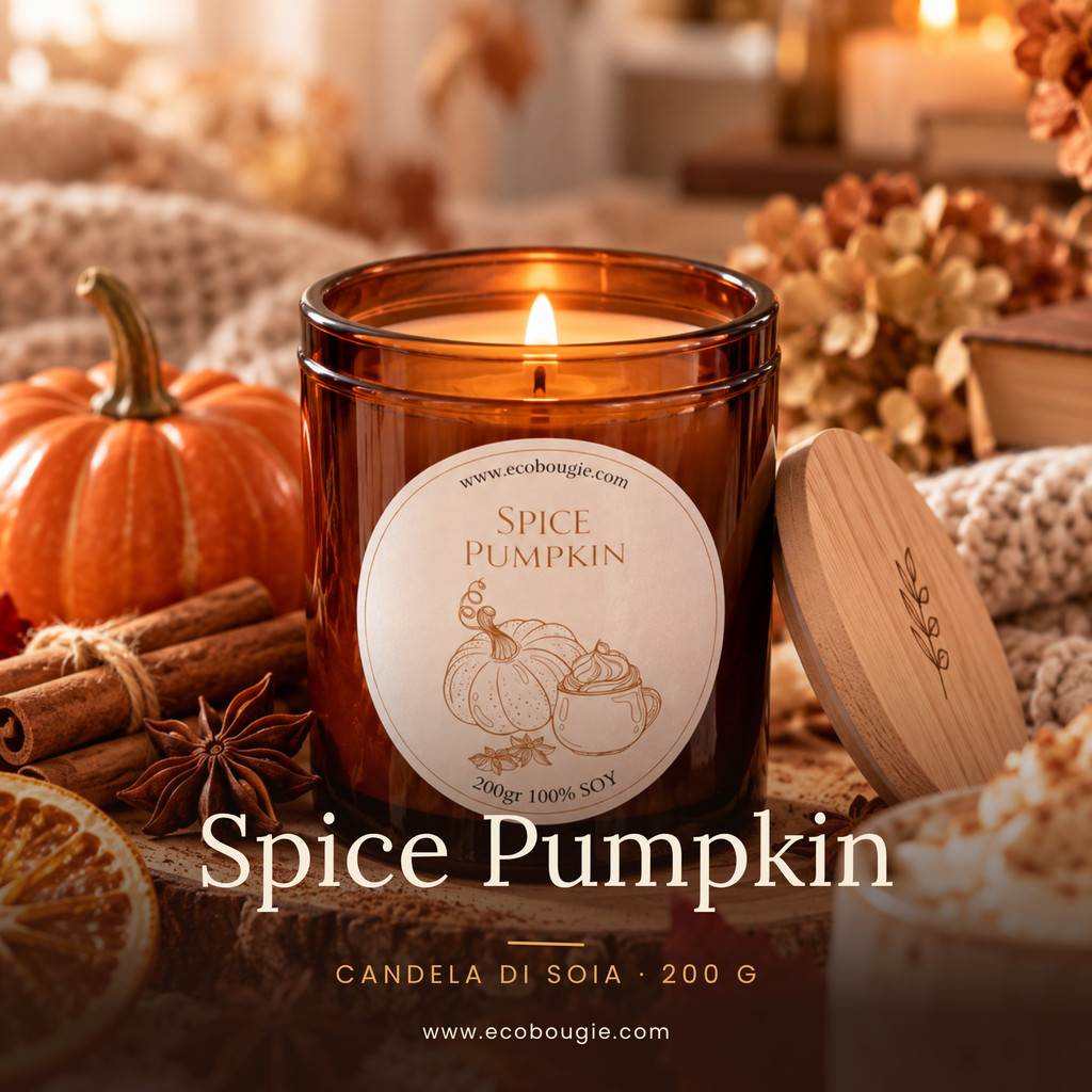 Candela Spice Pumpkin – Candela di soia profumata fatta a mano,200gr