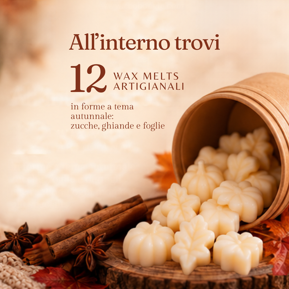 Wax Melts Spice Pumpkin – 12 cialde profumate in cera di soia fatte a mano