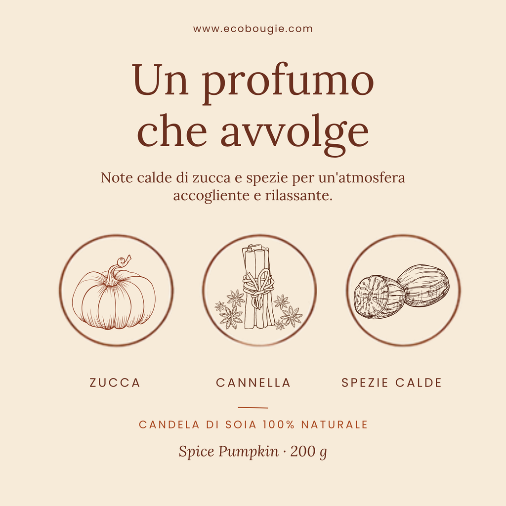 Candela Spice Pumpkin – Candela di soia profumata fatta a mano,200gr