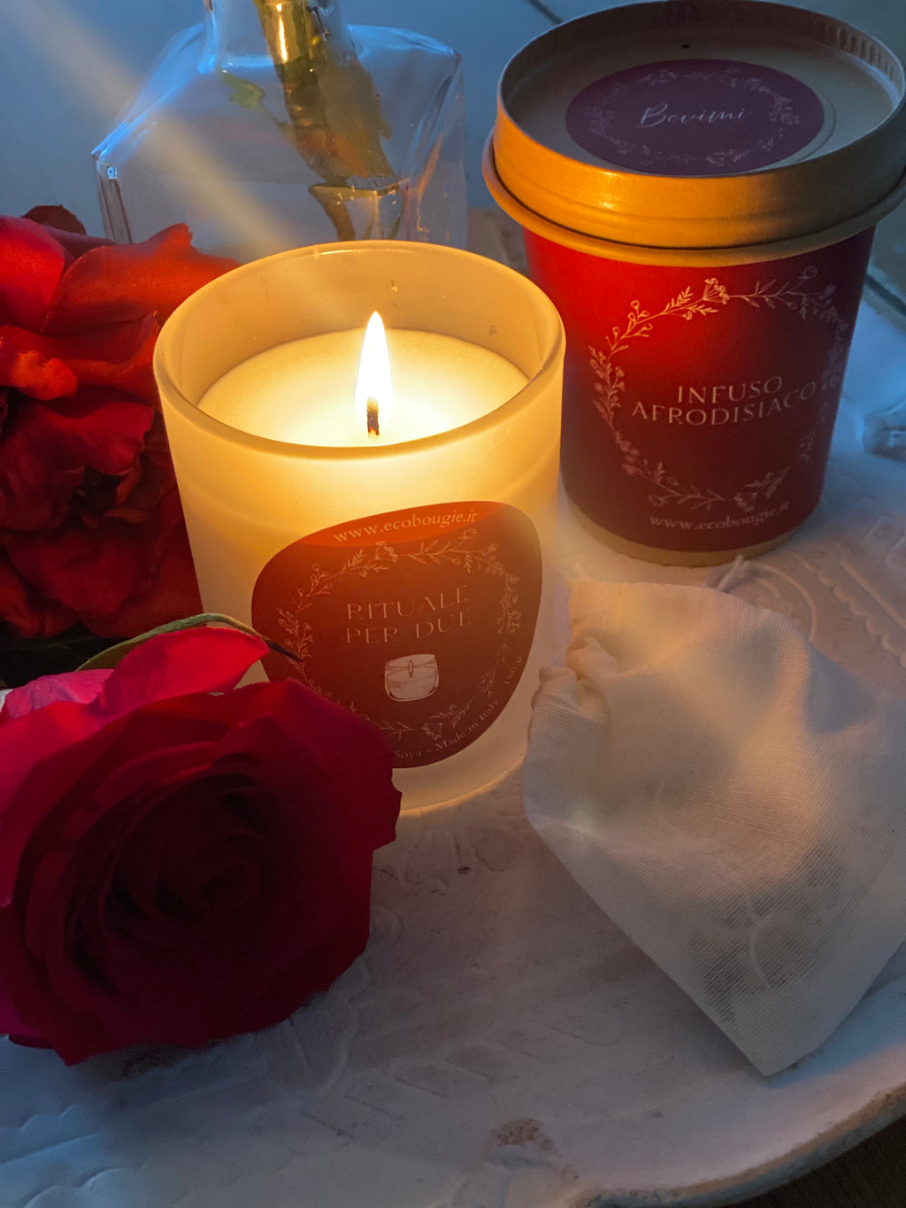 Rituale per Due Kit con candela all’iris e infuso afrodisiaco-Spedizione gratuita