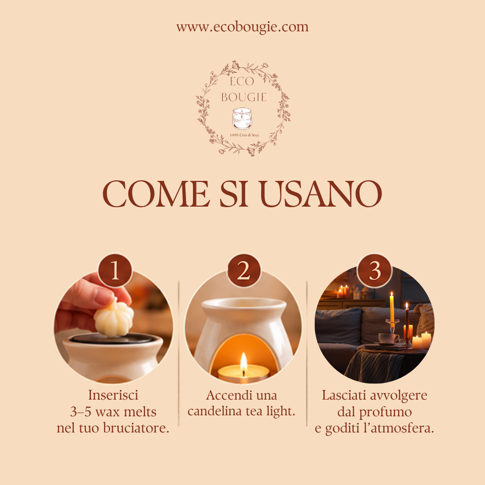 Wax Melts Spice Pumpkin – 12 cialde profumate in cera di soia fatte a mano