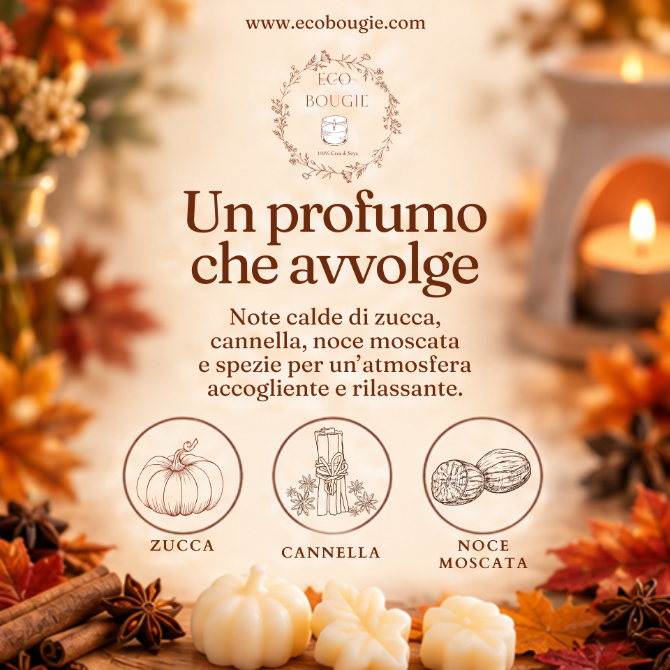 Wax Melts Spice Pumpkin – 12 cialde profumate in cera di soia fatte a mano