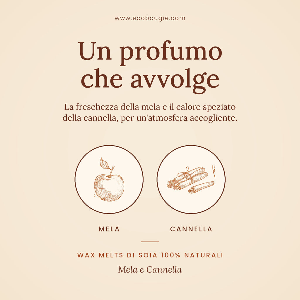 Candela Mela e Cannella – Candela di soia profumata fatta a mano, 200 g